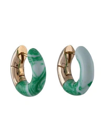 Shop Bottega Veneta Two-tone Hoop Earrings In Green