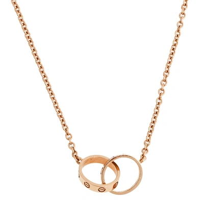 Pre-owned Cartier Love Interlocking Loop 18k Rose Gold Pendant Necklace