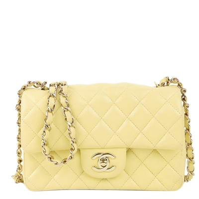 Pre-owned Chanel Yellow Classic Lambskin Leather Rectangular Mini Flap Bag