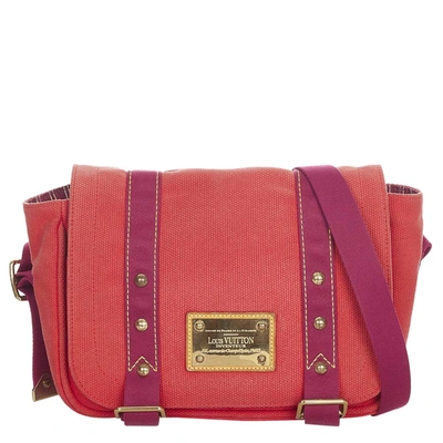 Louis Vuitton Red Canvas Antigua Besace PM Shoulder Bag.  Luxury, Lot  #75045