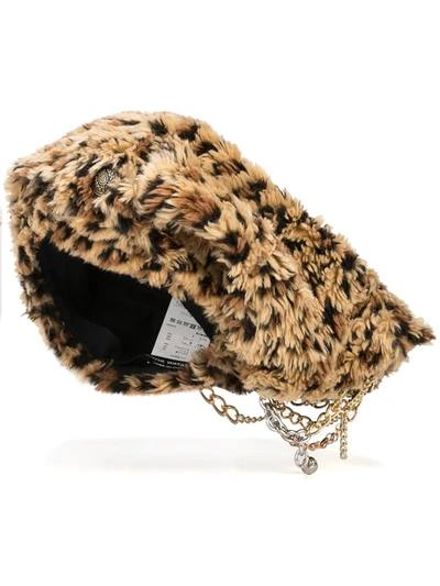 Shop Junya Watanabe Leopard-print Faux Fur Hat In Neutrals