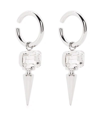 Shop Junya Watanabe Crystal-detail Earrings In Silver