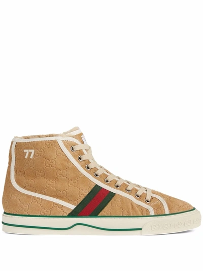 Shop Gucci Tennis 1977 Lace-up Sneakers In Neutrals