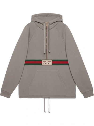 Shop Gucci Logo-patch Long-sleeve Top In Grey