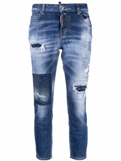 Shop Dsquared2 Ripped-detail Denim Jeans In Blue