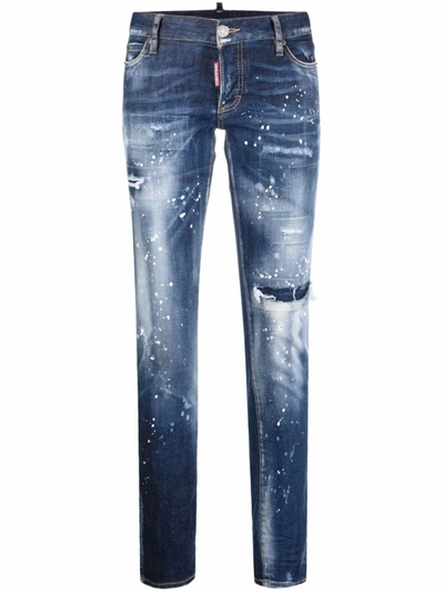 Shop Dsquared2 Distressed-effect Skinny-fit Jeans In Blue