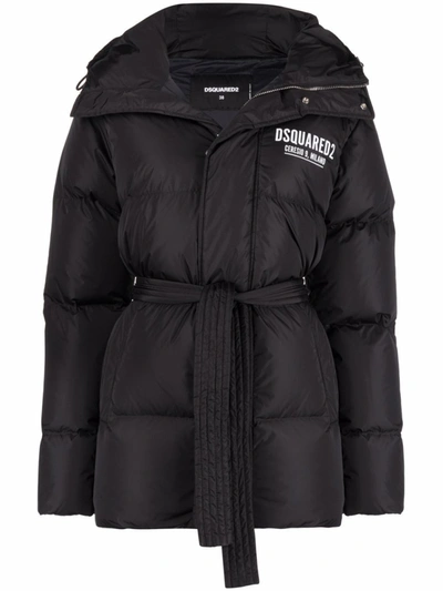 Shop Dsquared2 Hooded Padded Down Coat In Black