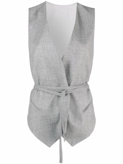 Shop Brunello Cucinelli Sleeveless Belted Waistcoat In Grey