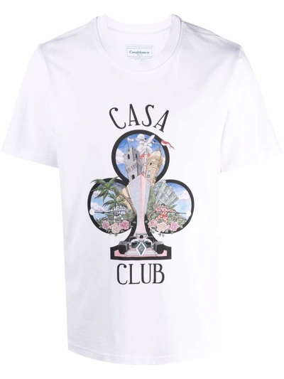 Shop Casablanca Casa Club Graphic-print T-shirt In White
