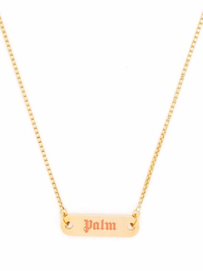 Shop Palm Angels Logo Necklace Palm Gold