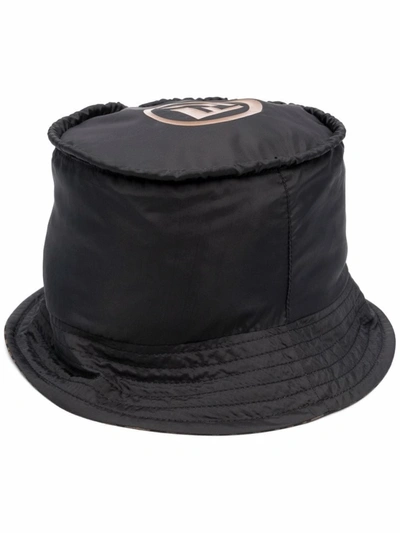 Shop Fendi Reversible Logo-print Bucket Hat In Black