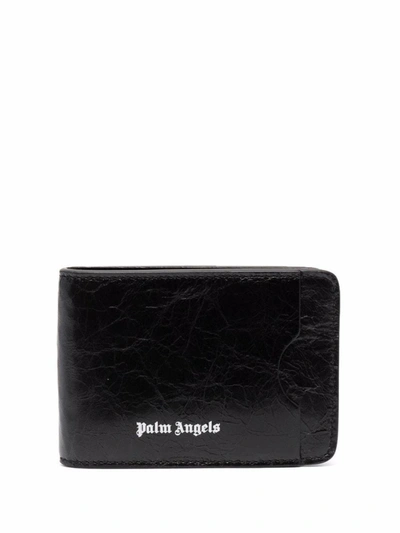 Shop Palm Angels Off-white Printed Card Holder In Black