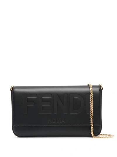 Shop Fendi Logo-debossed Clutch Bag In Black