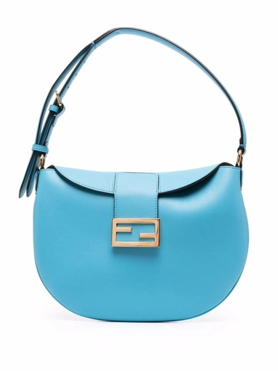 Shop Fendi Small Croissant Shoulder Bag In Blue