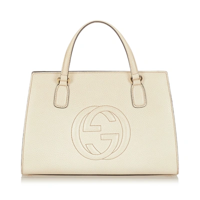 Shop Gucci Soho Leather Satchel In Neutrals