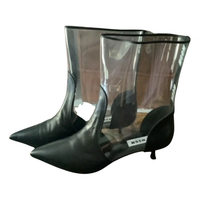 Pre-owned Msgm Leather Boots In Black