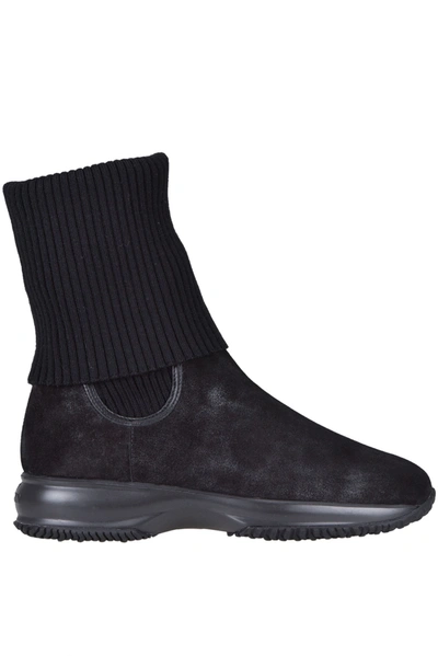 Shop Hogan Interactive Sole Suede Ankle-boots In Black