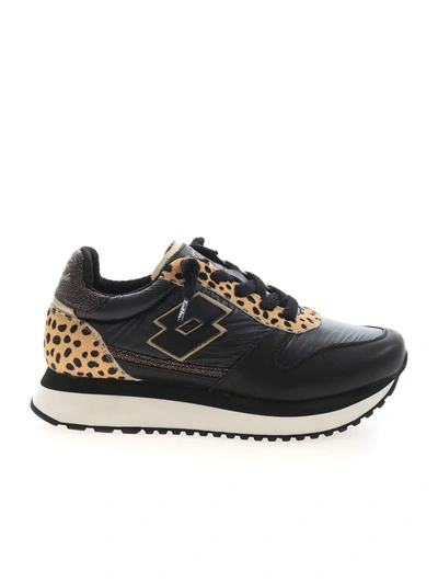 Shop Lotto Leggenda Wedge Leopard W Sneakers In Black