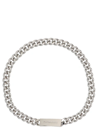 Shop Dsquared2 Logo Plaque Chain Necklace In Silver