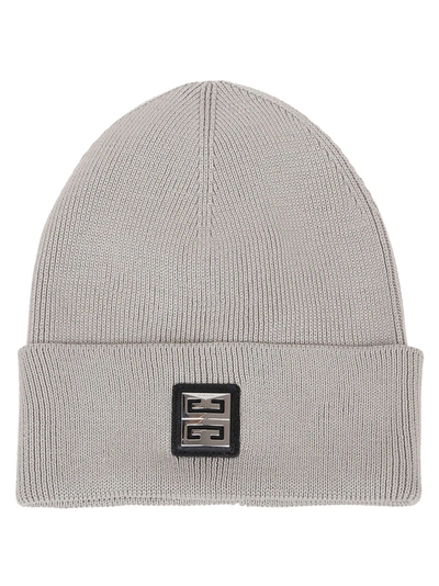 Shop Givenchy 4g Patch Beanie In Grey