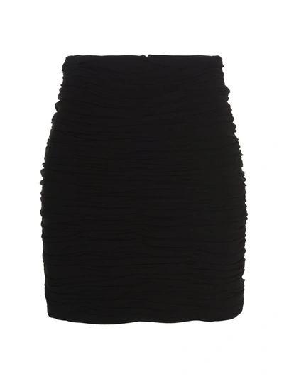 Shop Khaite Ruched Mini Skirt In Black