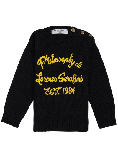 Shop Philosophy Di Lorenzo Serafini Kids Logo Detail Knit Jumper In Black