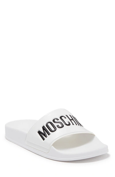 Shop Moschino Logo Slide Sandal In Black