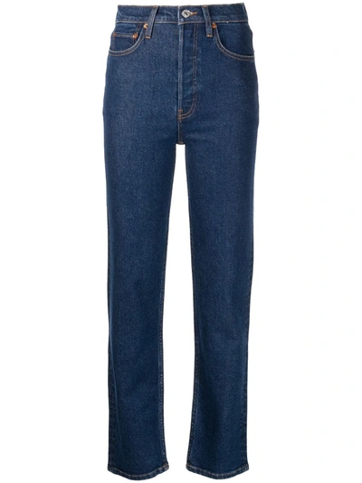 Shop Re/done Stove Pipe High-rise Straight Jeans In Blau