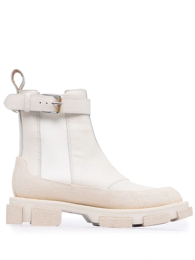 Shop Dion Lee Gao Buckled Ankle Boots In White