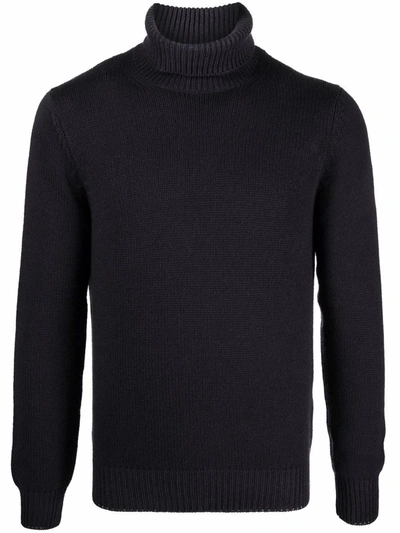 Shop Dell'oglio Roll-neck Rib-trimmed Jumper In Grey