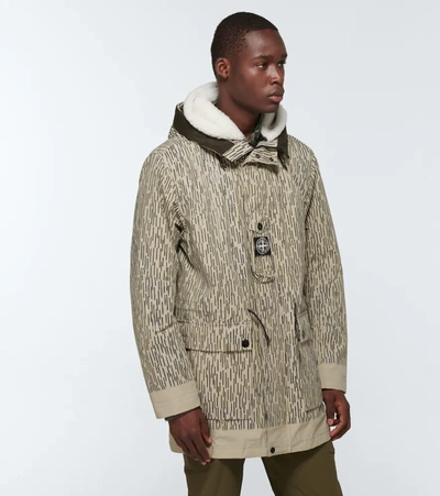 Shop Stone Island Rain Camo Reflective Naslan Light Watro Parka In Beige