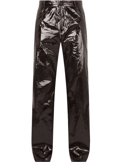 Shop Dolce & Gabbana Metallic-effect Straight-leg Trousers In Black