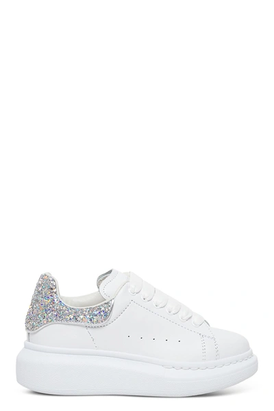 Shop Alexander Mcqueen Kids Oversized Glittered Sneakers In White