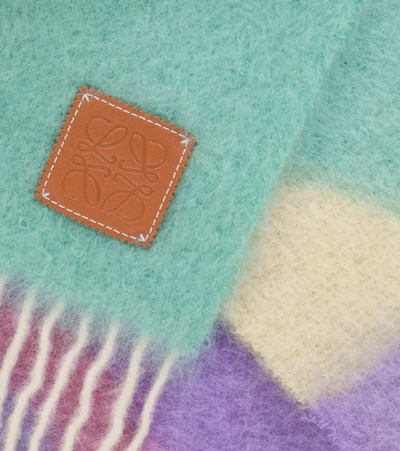 Shop Loewe Fringed Wool-blend Scarf In Multicoloured