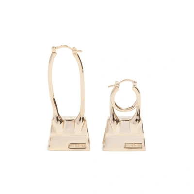 Shop Jacquemus Chiquito Noeud Asymmetrical Earrings In Gold