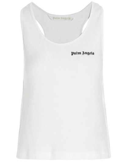 Shop Palm Angels Logo Printed Tank Top In White
