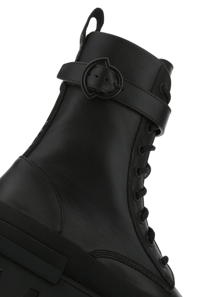 Shop Moncler Black Leather Carinne Boots  Black  Donna 39