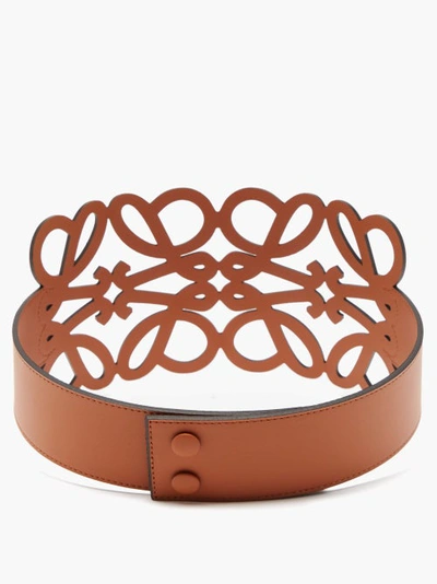 LOEWE ANAGRAM CUT-OUT LEATHER BELT 