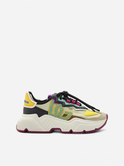 Shop Dolce & Gabbana Daymaster Sneakers In Nylon With Leather Inserts In Multicolor