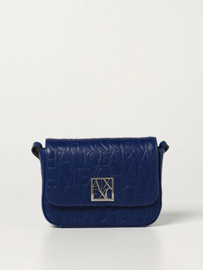 Shop Armani Collezioni Armani Exchange Crossbody Bags Armani Exchange Bag In Synthetic Leather With Logo In Blue
