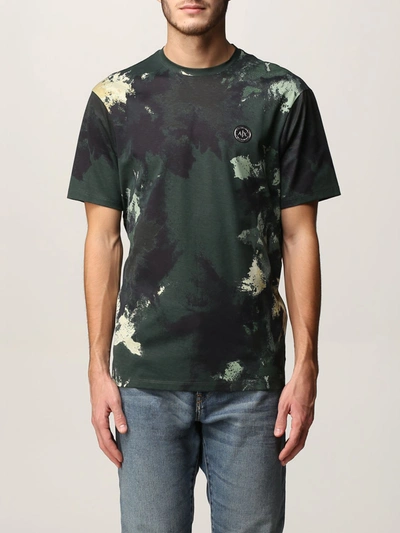 Shop Armani Collezioni T-shirt Armani Exchange T-shirt In Cotton Jersey With Abstract Print In Military