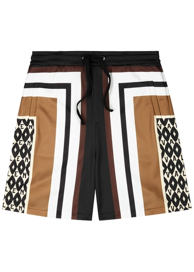 Shop Valentino Printed Jersey Shorts In Brown