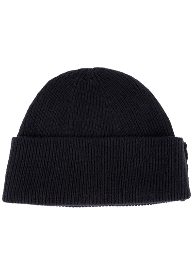 Shop Acne Studios Navy Wool And Cashmere-blend Beanie