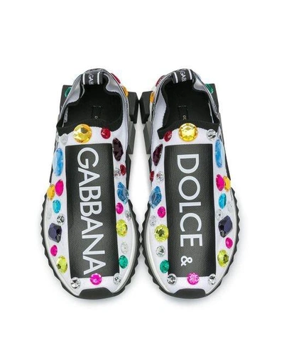 Shop Dolce & Gabbana Embellished Slip-on Sneakers In White