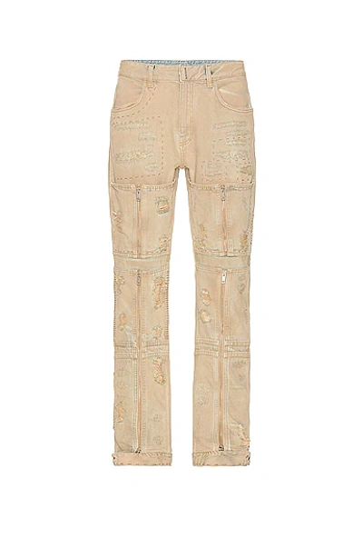 Shop Givenchy Rip & Repair Jean In Beige
