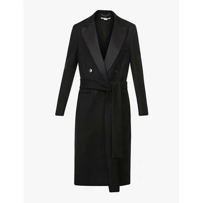 Shop Stella Mccartney Womens Black Varina Double-breasted Wool Coat 4