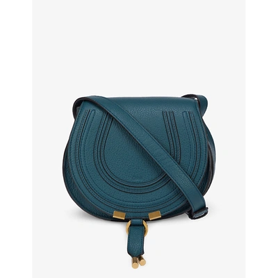 Shop Chloé Womens Steel Blue Marcie Small Leather Cross-body Bag