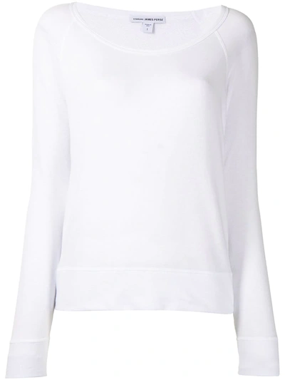 Shop James Perse Vintage Long-sleeve Fleece Sweatshirt In White