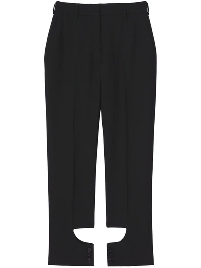 Shop Burberry Cut-out Detail Tailored Trousers In Black