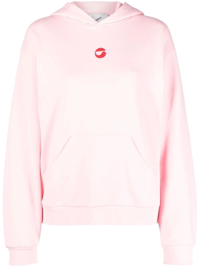 Shop Coperni Logo-print Cotton Hoodie In Pink
